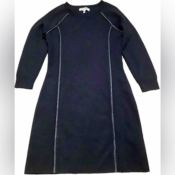 Juicy Couture Black Panel Stretchy Form Fitting Wool Sweater Dress sz Medium - Picture 1 of 3